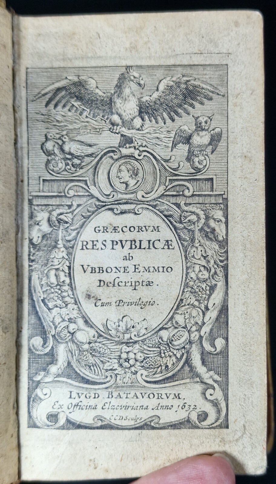 1644 1st Edtn/1st Prnt Vellum GRAECORUM RESPUBLICAE AB UBBONE EMM