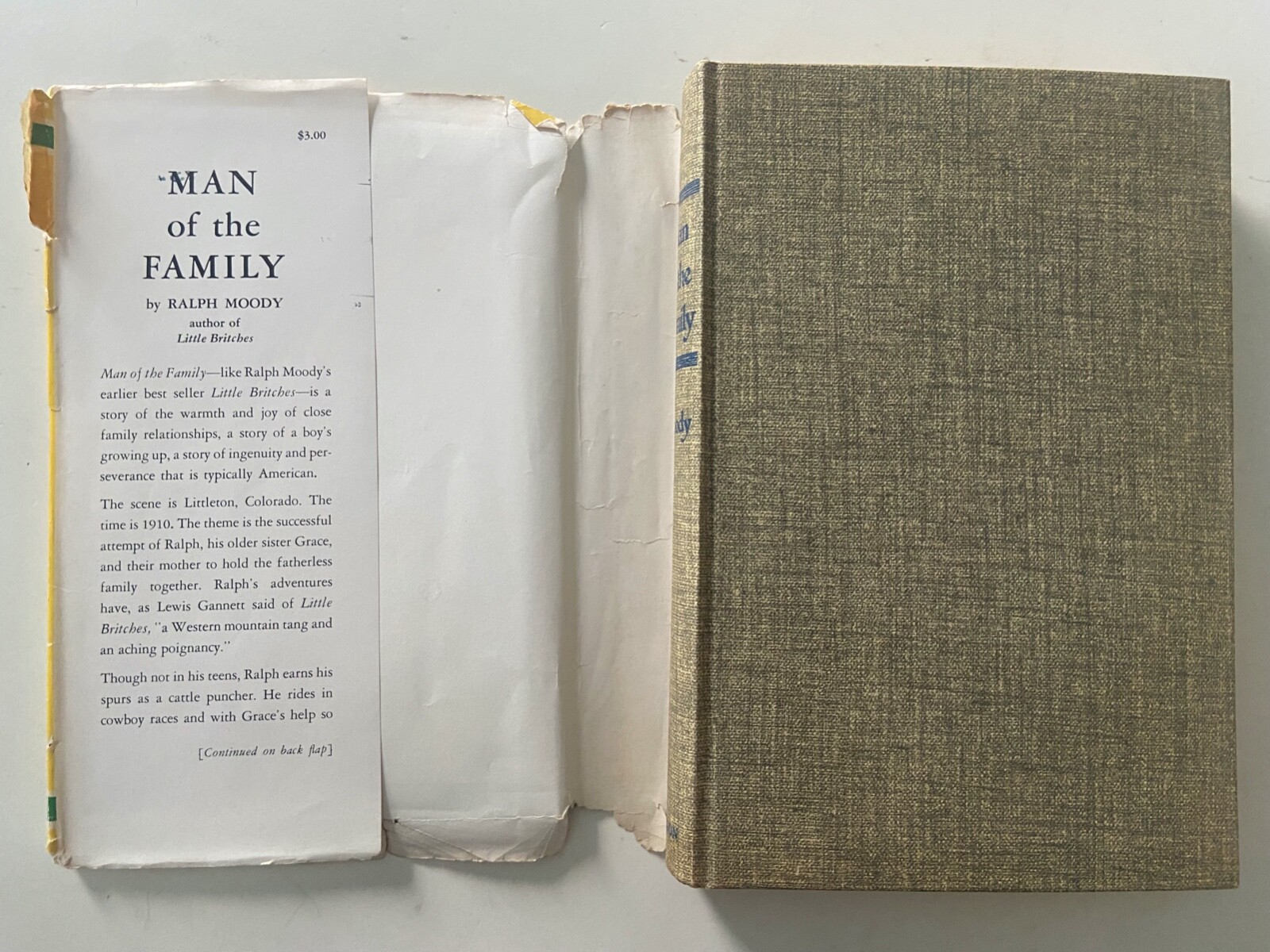 MAN OF THE FAMILY by Ralph Moody 1951 1st First Edition Hardcover w/DJ WW Norton