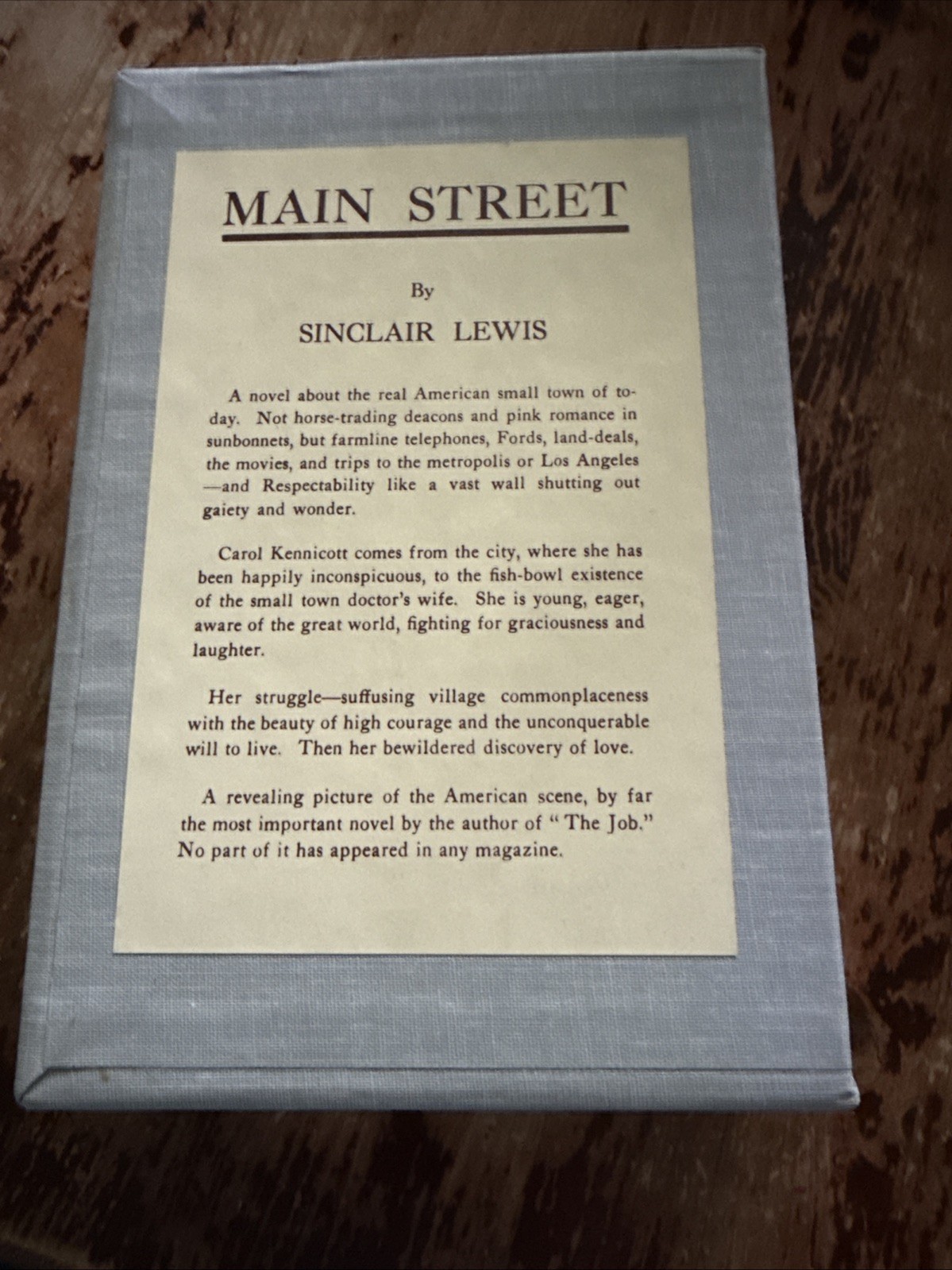 Sinclair Lewis. Main Street. First Edition Library – Gift Quality