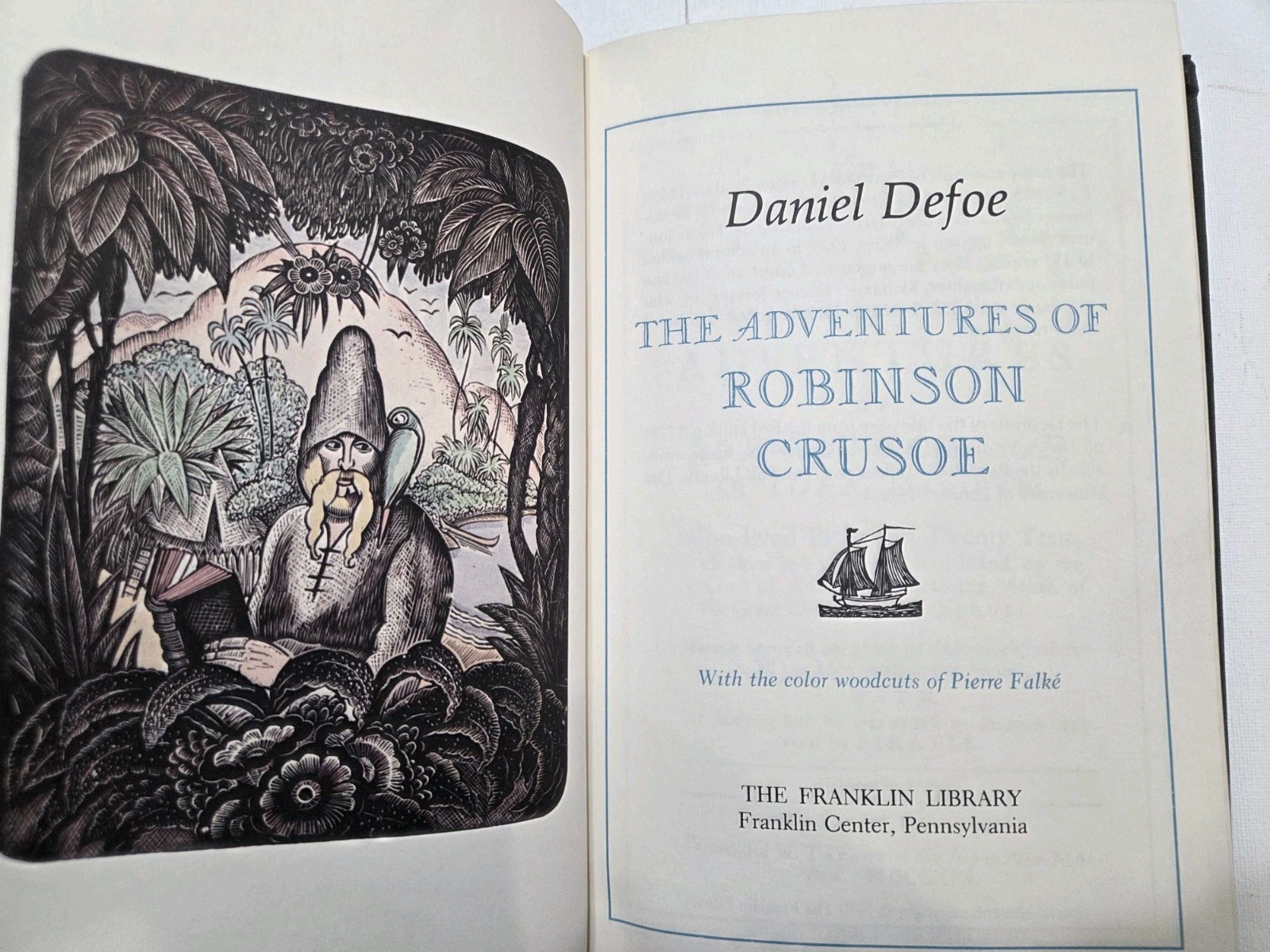 The Adventures Of Robinson Crusoe – The Franklin Library – Daniel Defoe 1979 HC