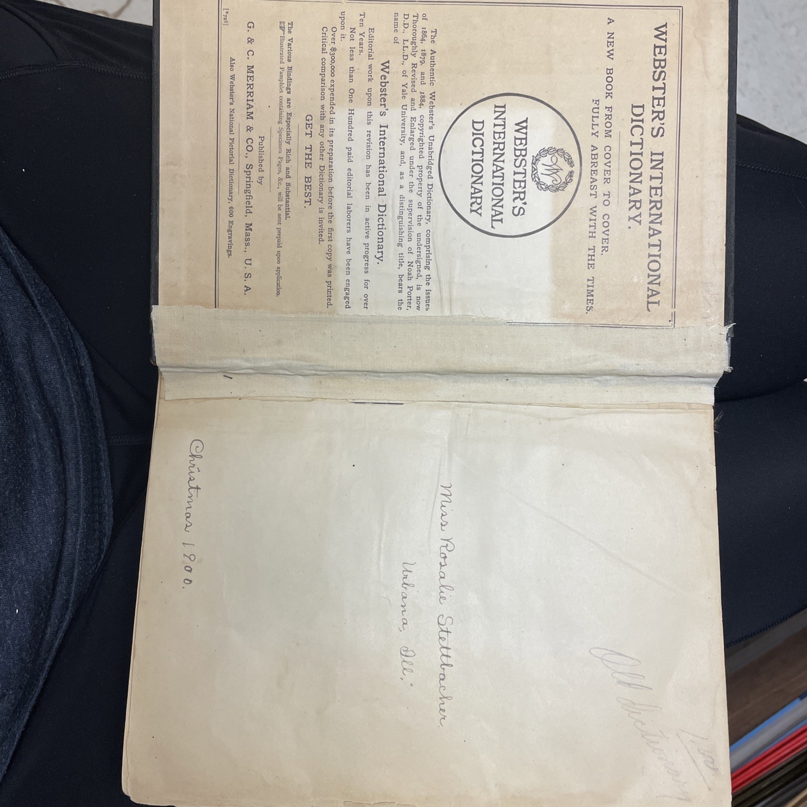 1895 WEBSTER’S ACADEMIC DICTIONARY AMERICAN BOOK COMPANY & G & C MERRIAM CO.
