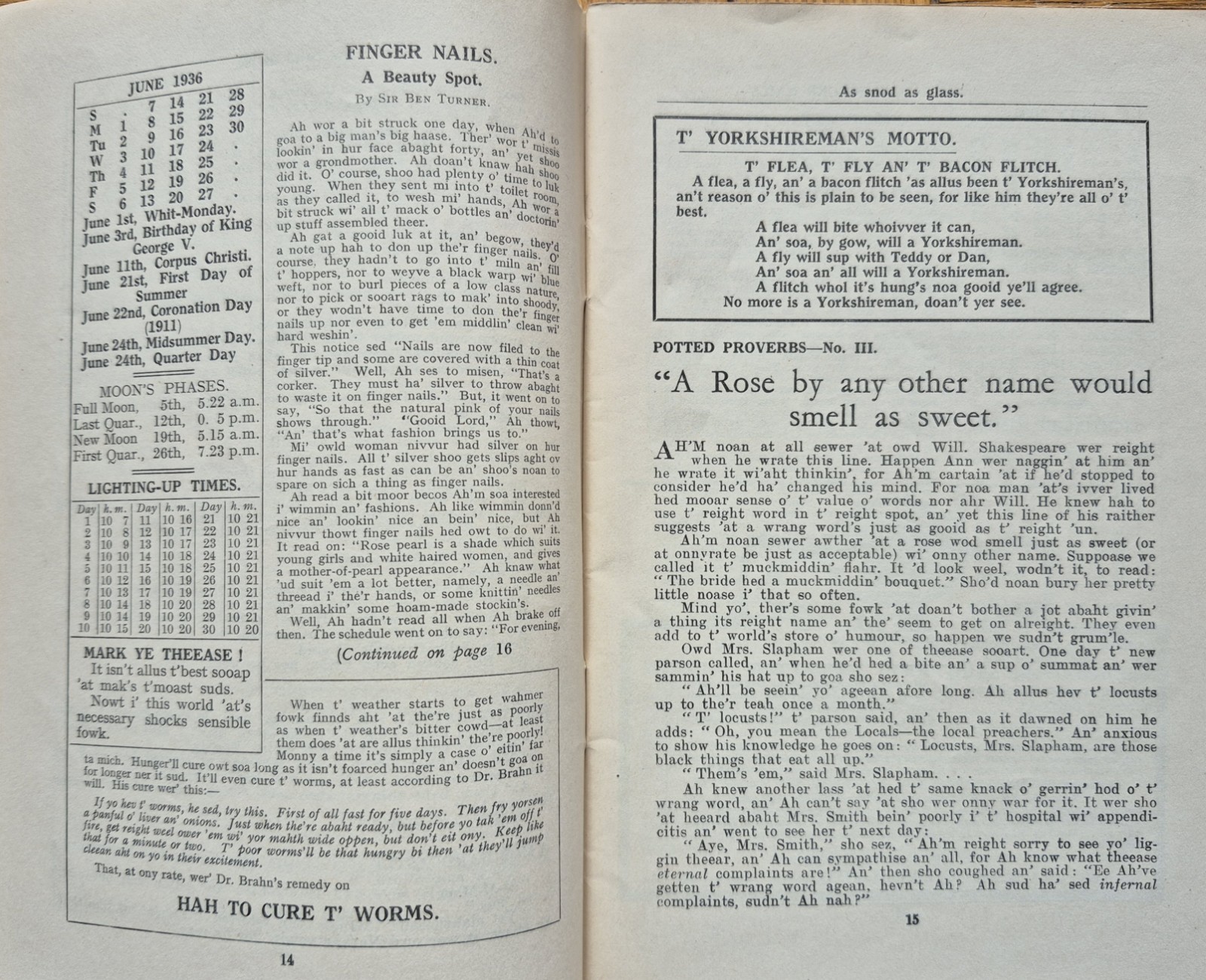 Hartley’s Original Clock Almanacks -Yorkshire Dialect x 8 Issues 1920’s – 40’s