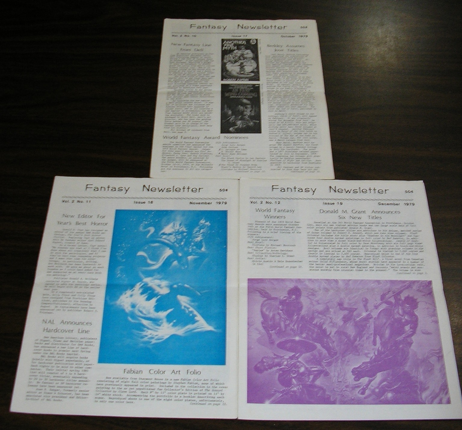 Nine Issues FANTASY NEWSLETTER 1979 Vintage SCI-FI & FANTASY #10 thru #19