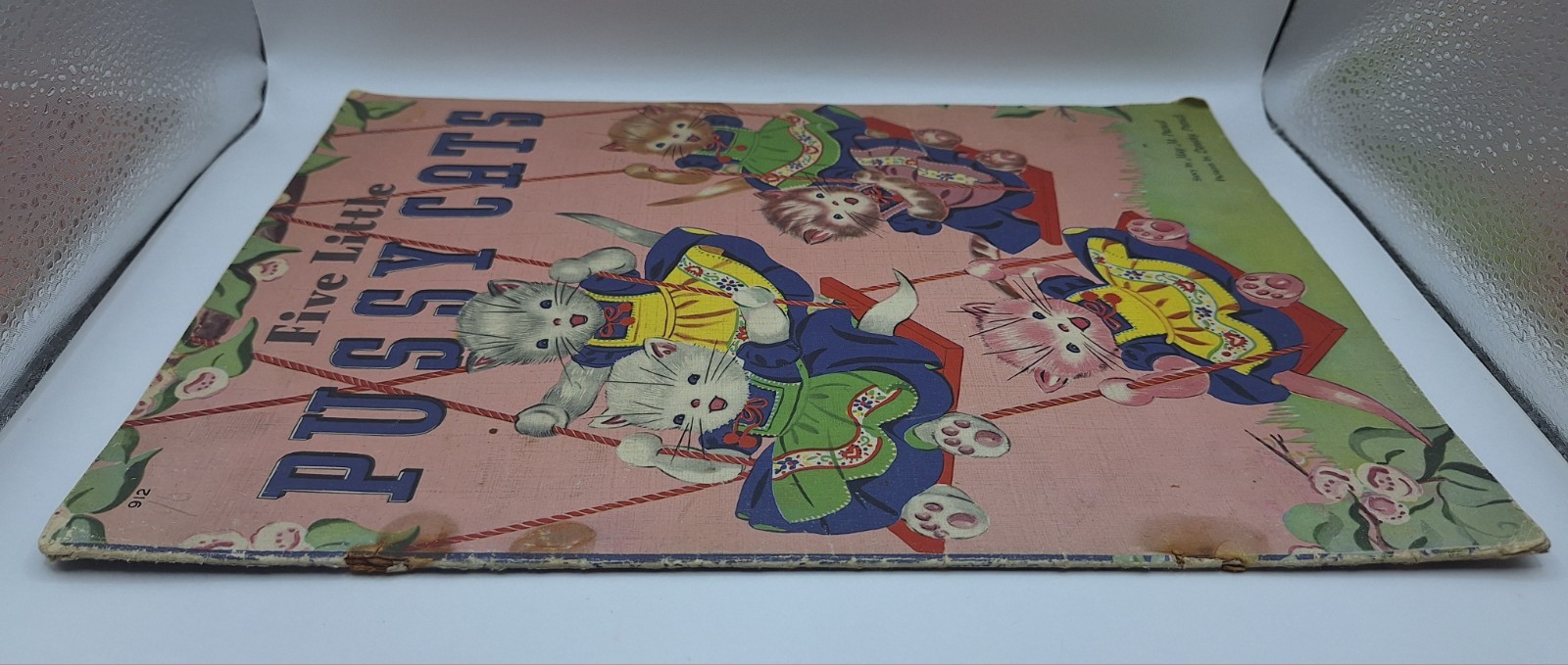 Five Little Pussy Cats Whitman 1942 Linen Book May Dorothy Purnell #912 Vintage
