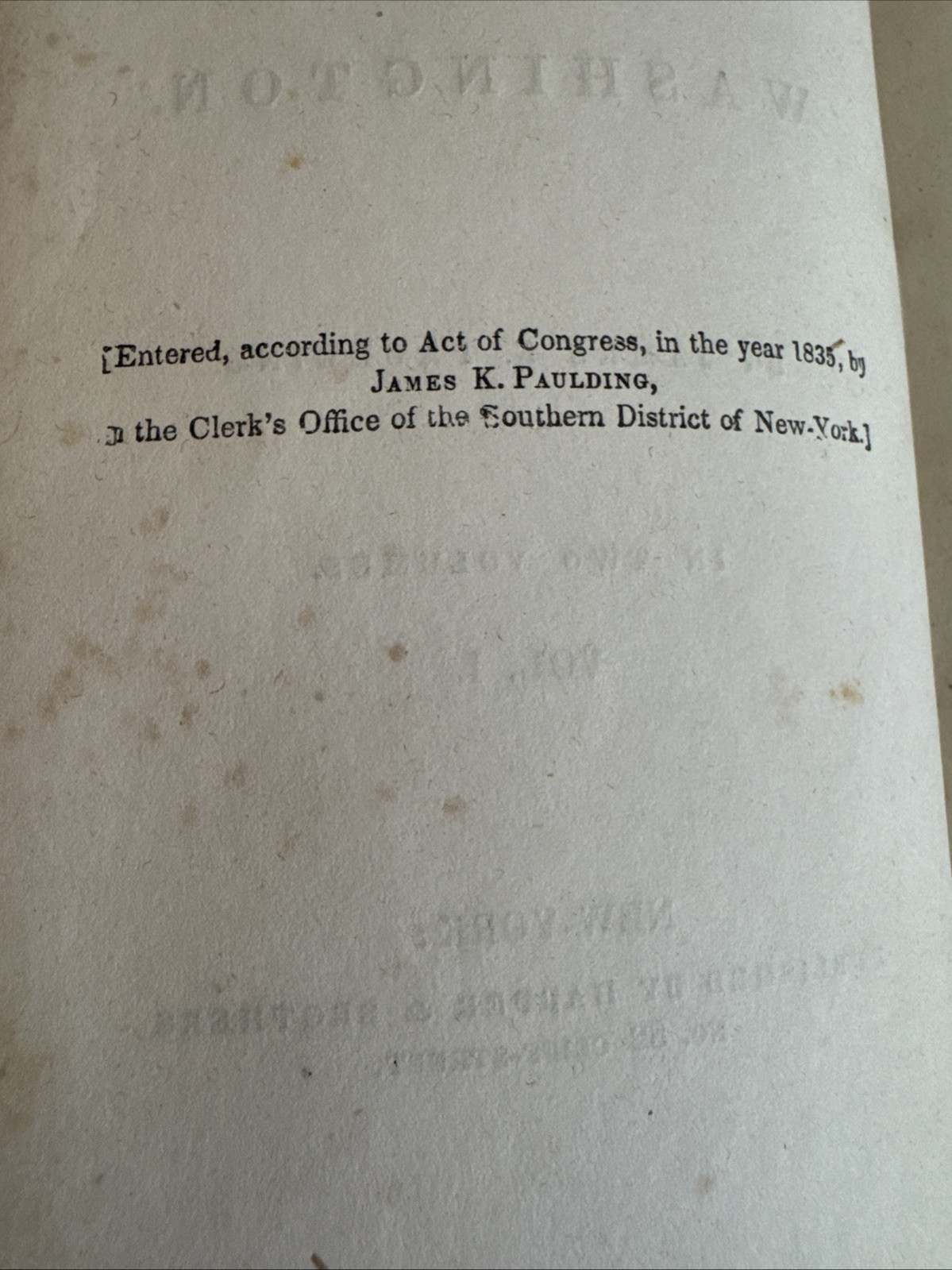 1835 – A Life of Washington in Two Volumes by James K Paulding 1st Ed Family Lib