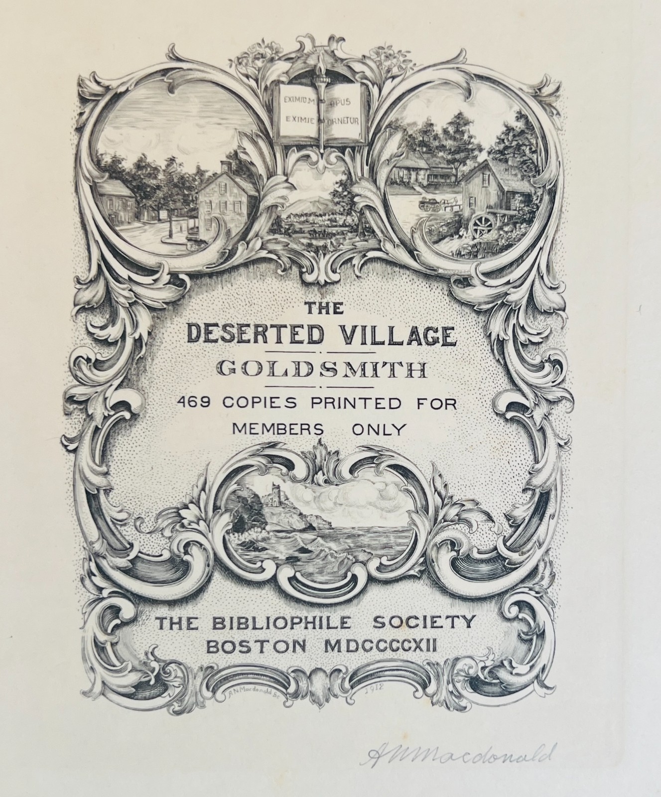 1912 THE DESERTED VILLAGE Irish poem Bibliophile Society LTD ED Signed by Artist
