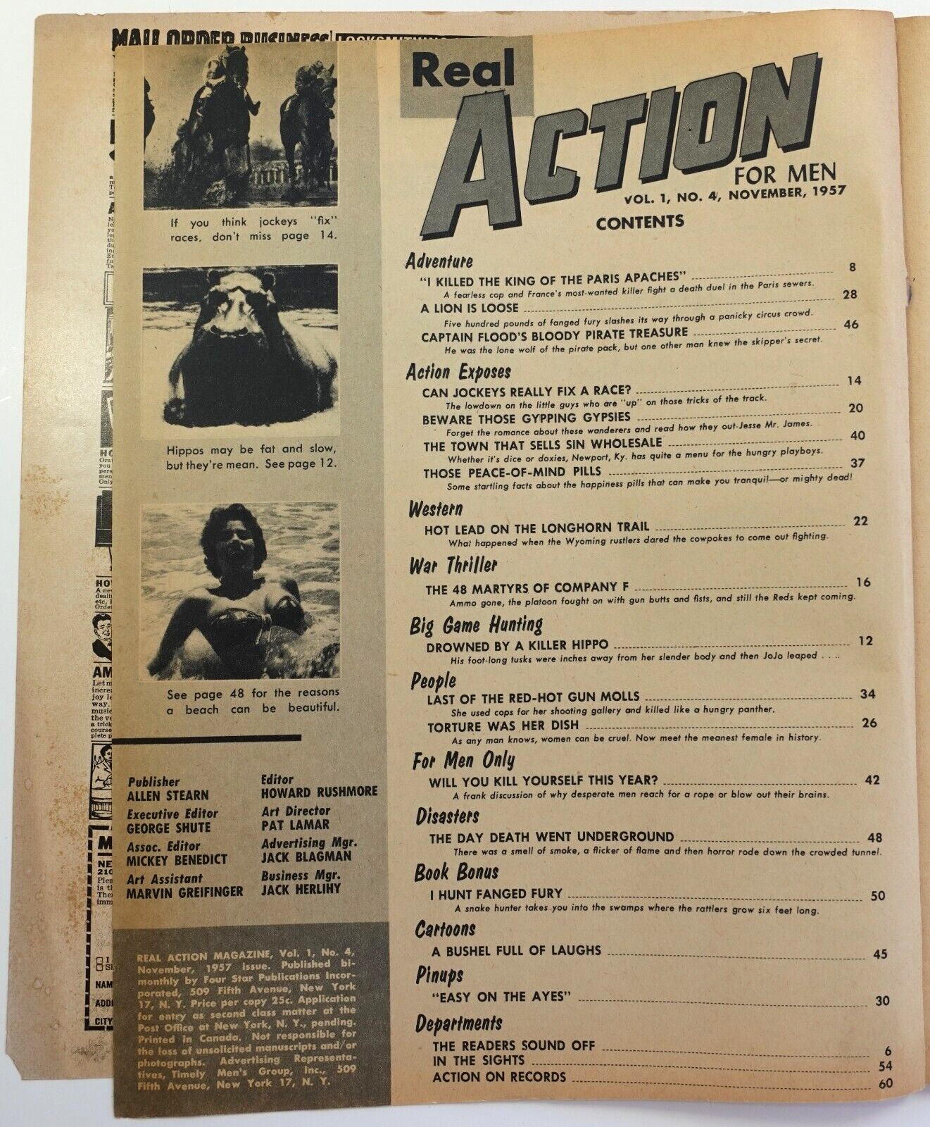 Real Action for Men Adventure Pulp Magazine Feminine Appeal Bonnie Parker 1957