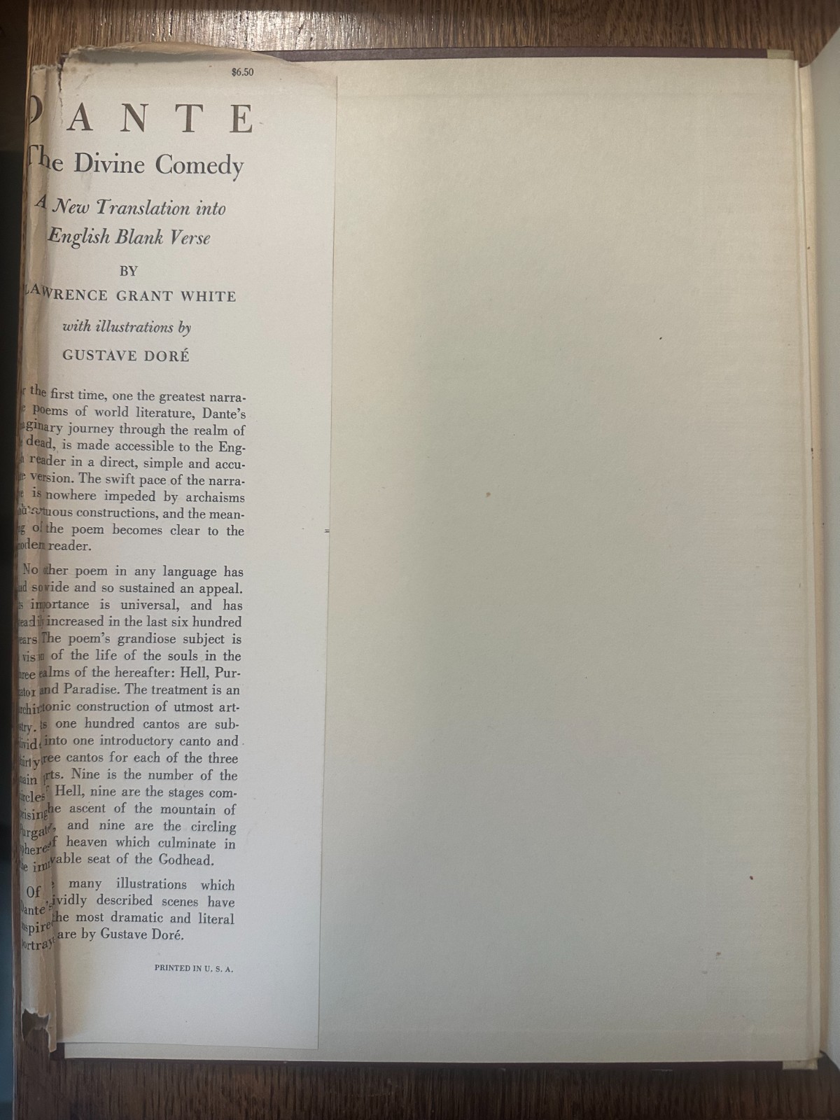 DANTE THE DIVINE COMEDY 1948 HARDCOVER W/DUST JACKET GUSTAVE DORE ILLUSTRATIONS