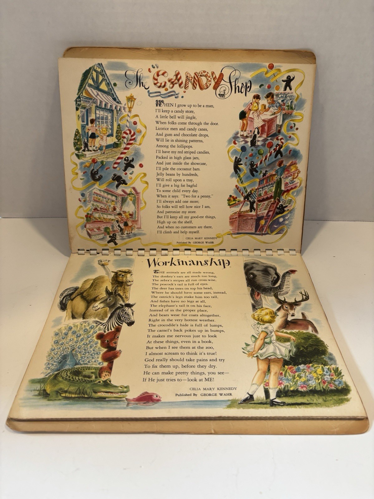 Vintage Play Time In Action Pop Up Book 1949 Softcover Spiral Bound