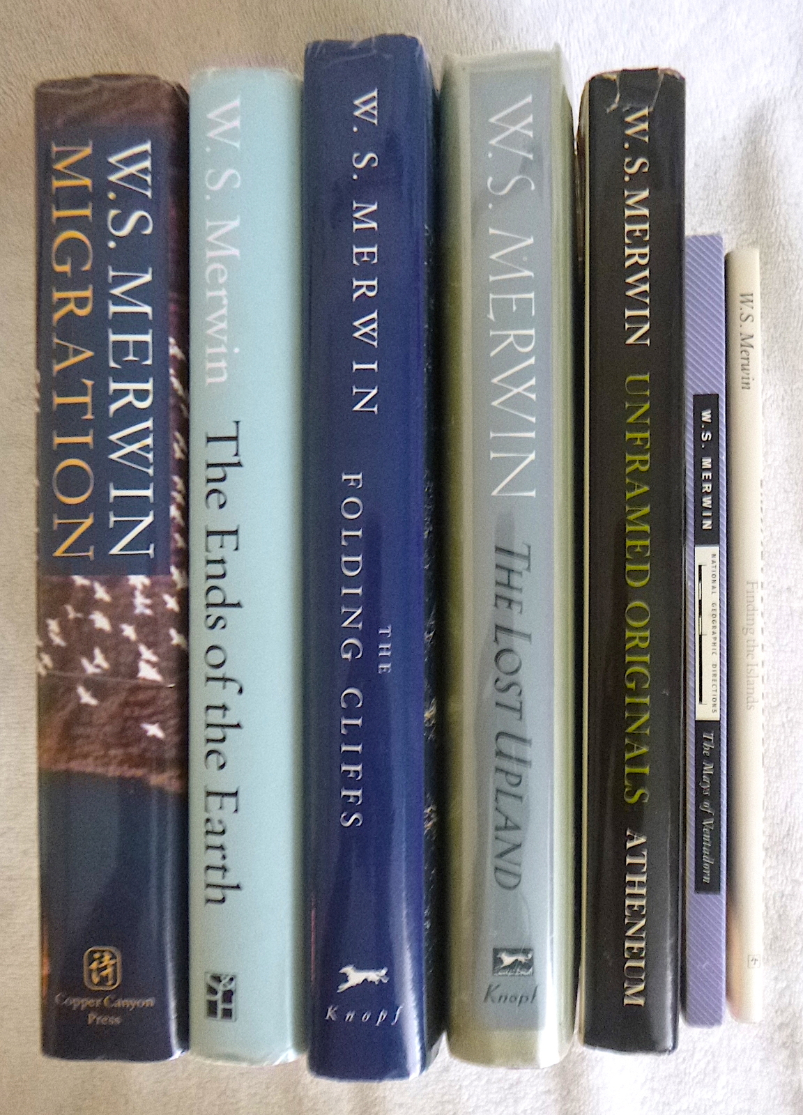 7 1ST EDITIONS BY W.S. MERWIN SIGNED FOLDING CLIFFS UNFRAMED ORIGINALS MIGRATION