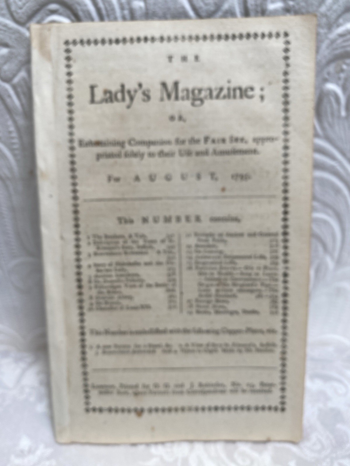 Antique August 1795 Lady’s Magazine