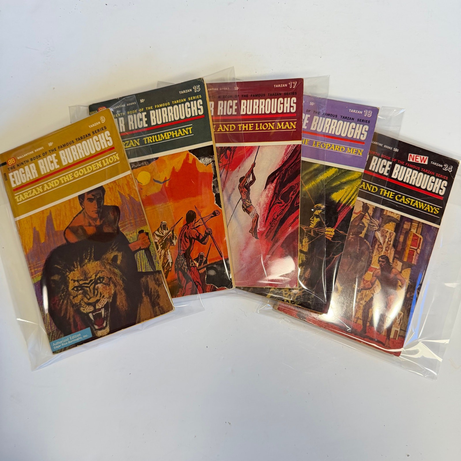 Vintage Tarzan Books Lot 5 Edgar Rice Burroughs 1960s Ballantine 1st Print