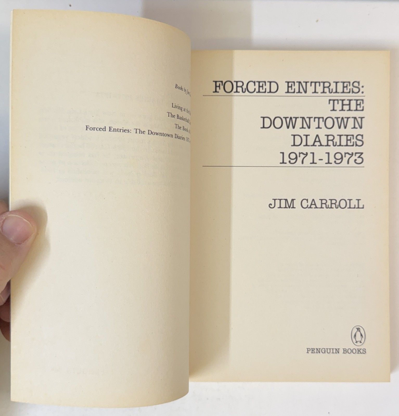 Forced Entries by Jim Carroll (1987 1st Penguin pb, Basketball Diaries, NF)