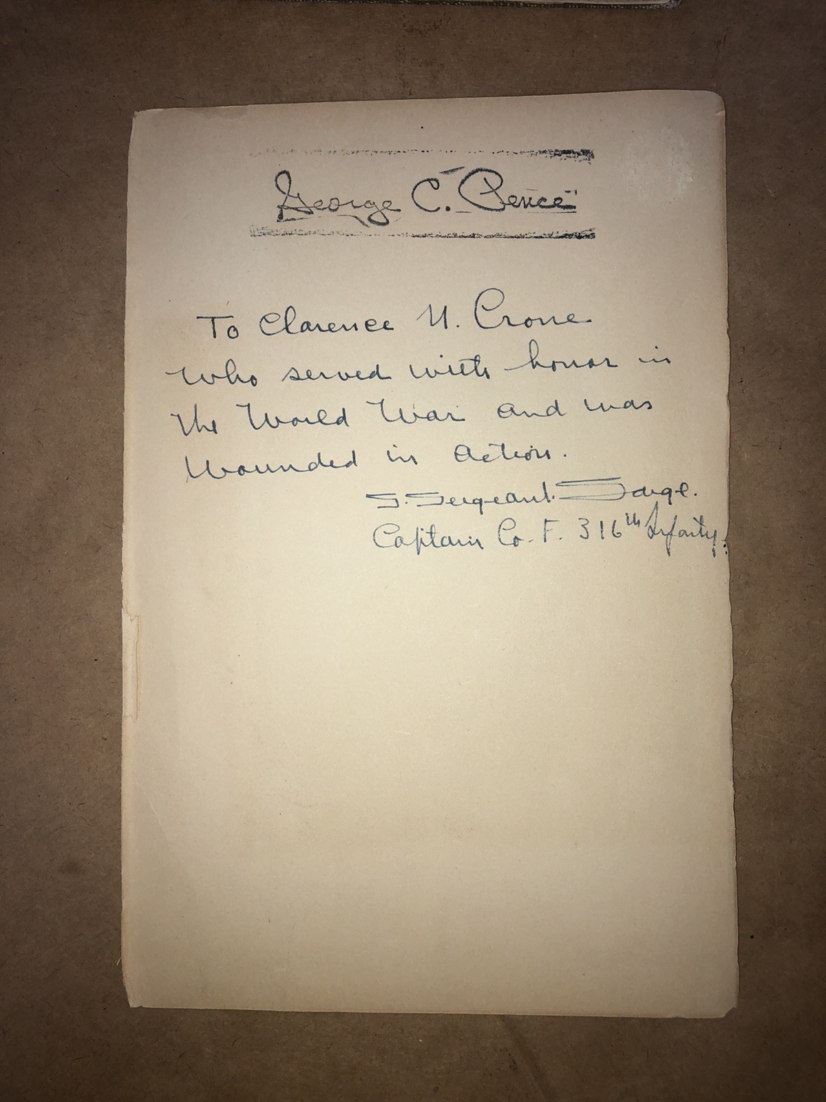 SIGNED History of Company F, 316th INFANTRY, 79th DIVISION , 1 of 200, 1930, 1st