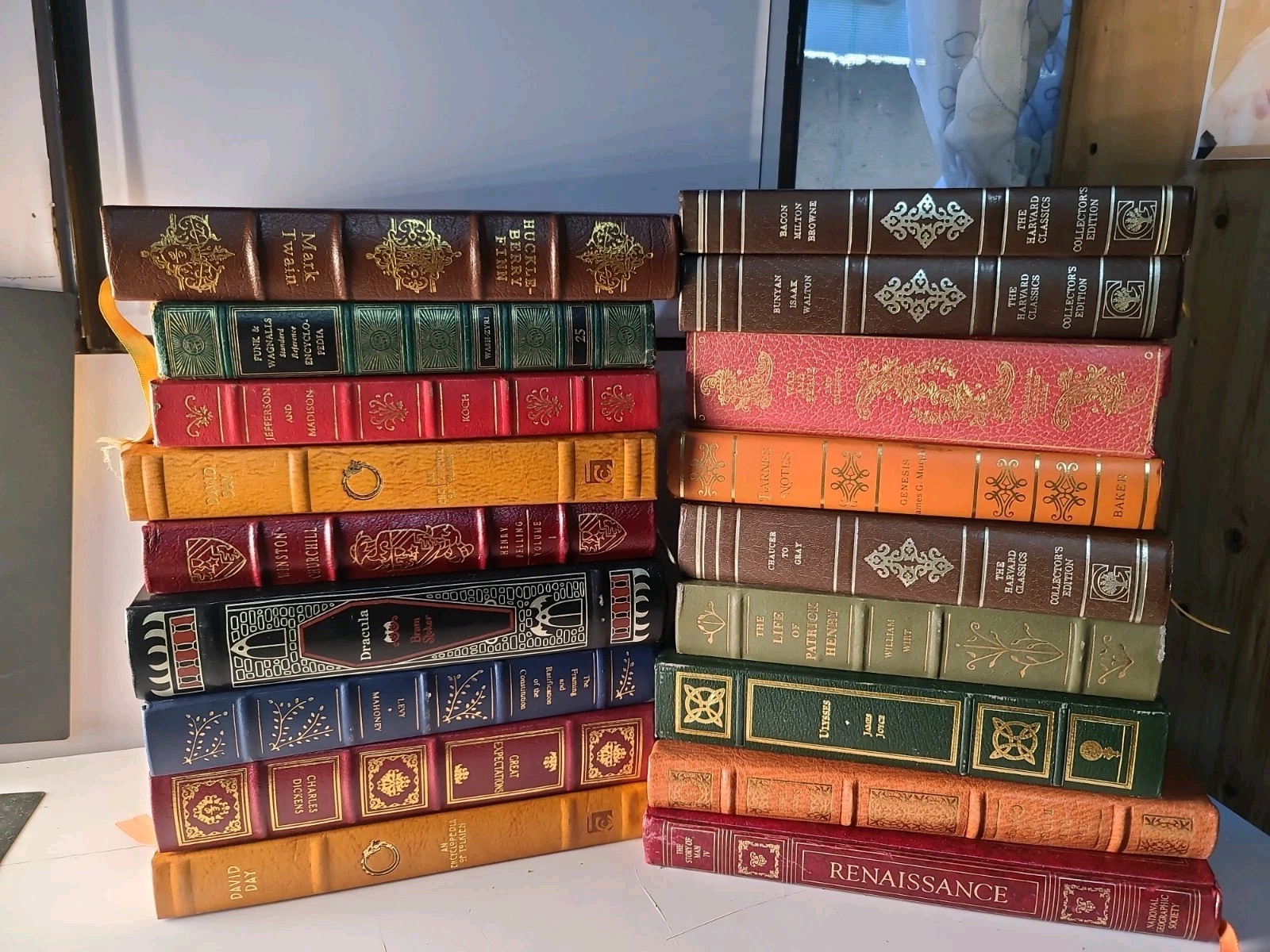Lot of 19 Deluxe Leather Bound Collector Books & Reference Volumes