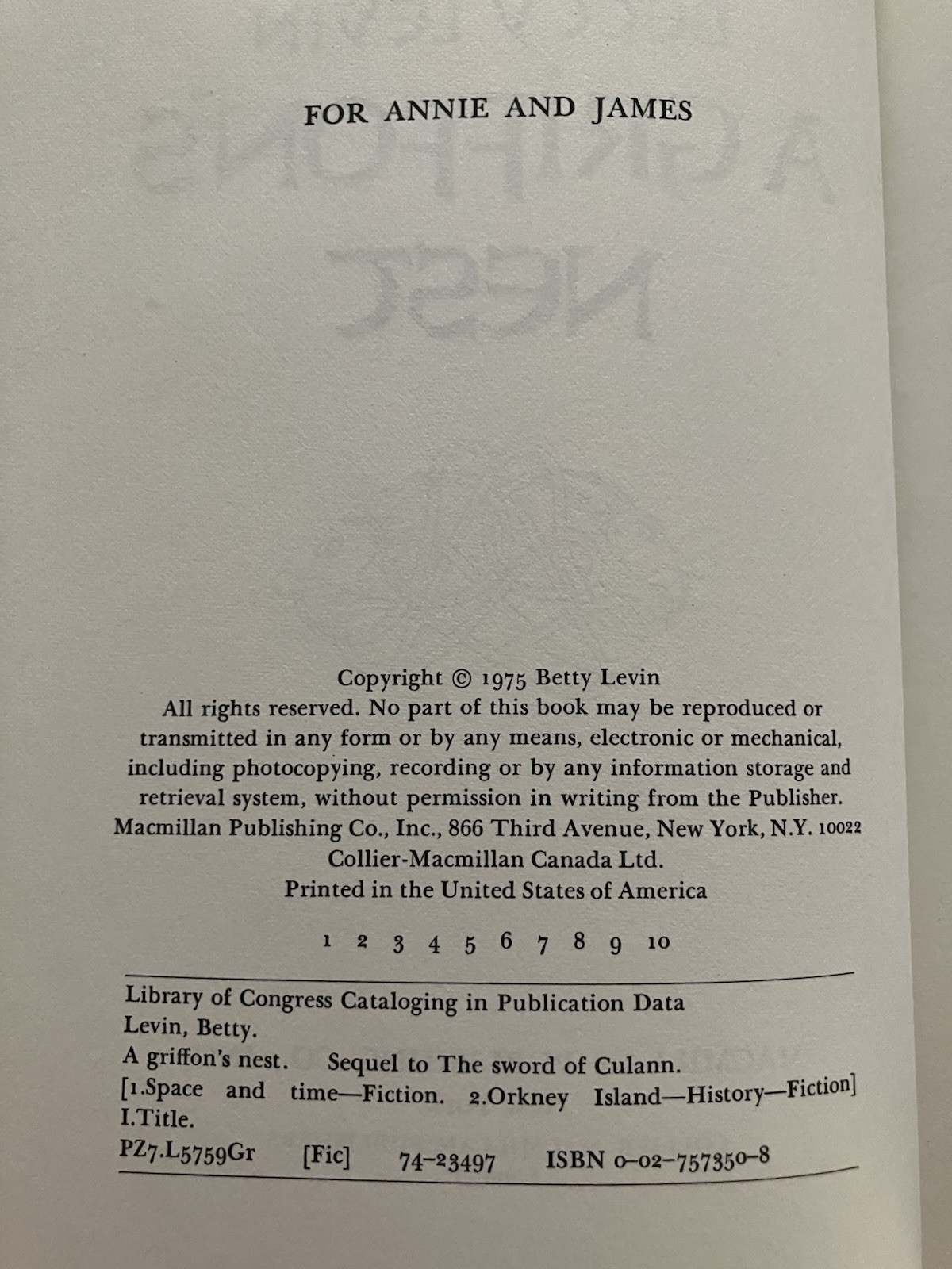 Betty Levin/Sword of Culann/Griffon’s Nest/Forespoken/HBDJ/First Editions