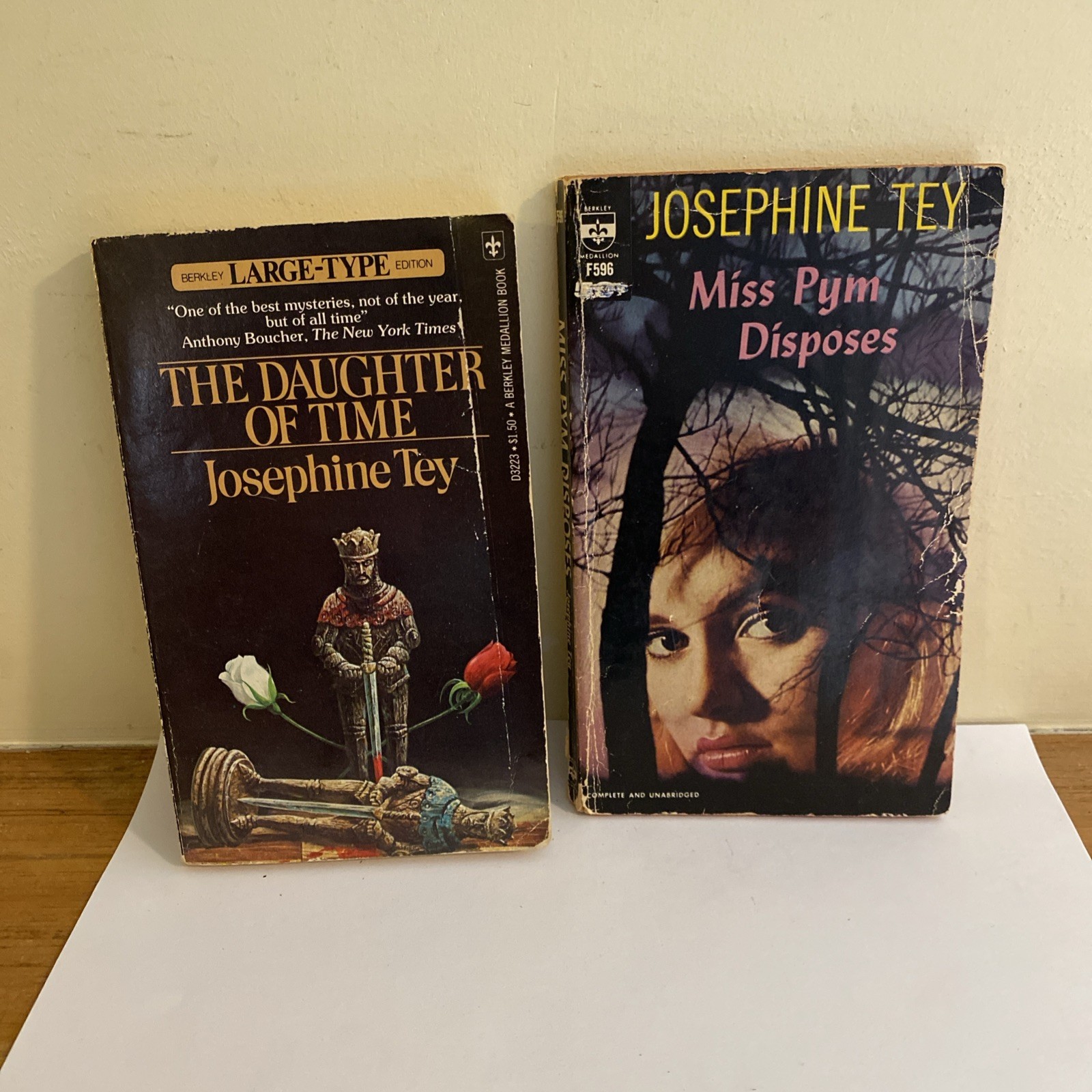 2 Book Lot The Daughter Of Time, Miss Pym Disposes Josephine Tey PB Mystery VTG