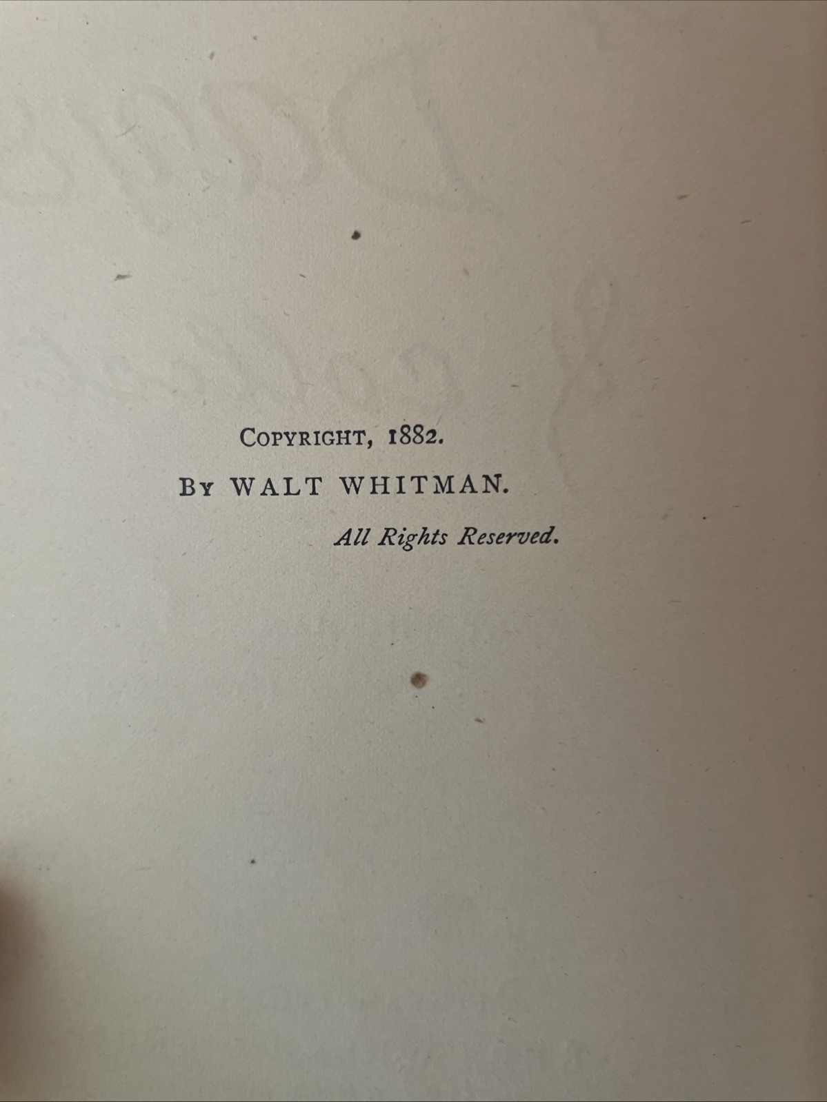 Specimen Days & Collect by Walt Whitman 1st Edition Antique 1882-’83 Book