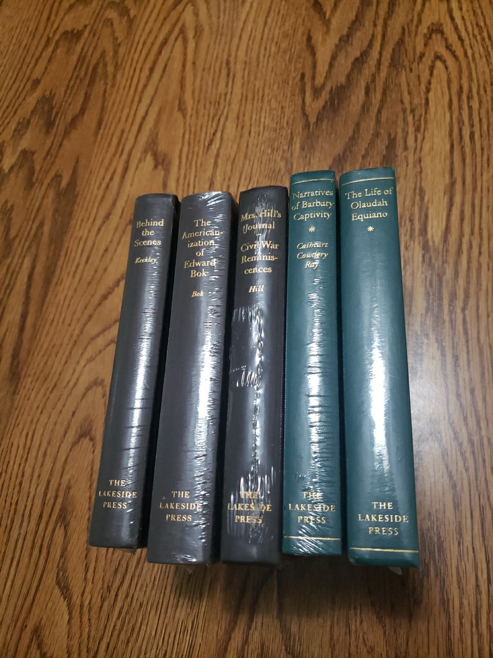 The Lakeside Press 5 Book Lot, Green & Brown Hardcover Sealed Various Titles New