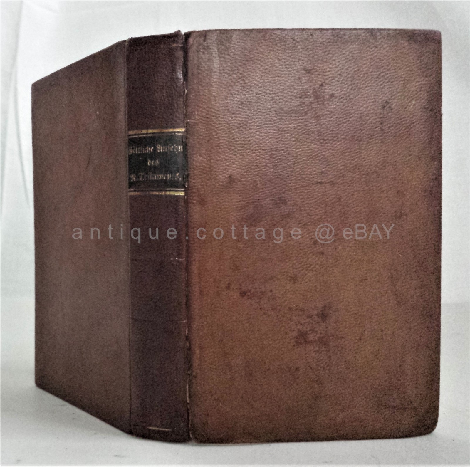 early 1800s antique GERMAN NEW TESTAMENT STUDY ny david bogue LEATHER BIBLE