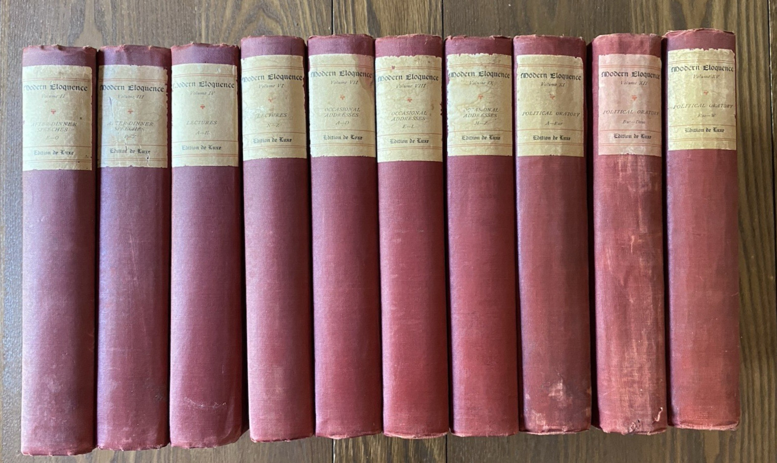 Modern Eloquence Edition de Luxe 10 Vols 1903 Oratory Red Cloth Incomplete Set