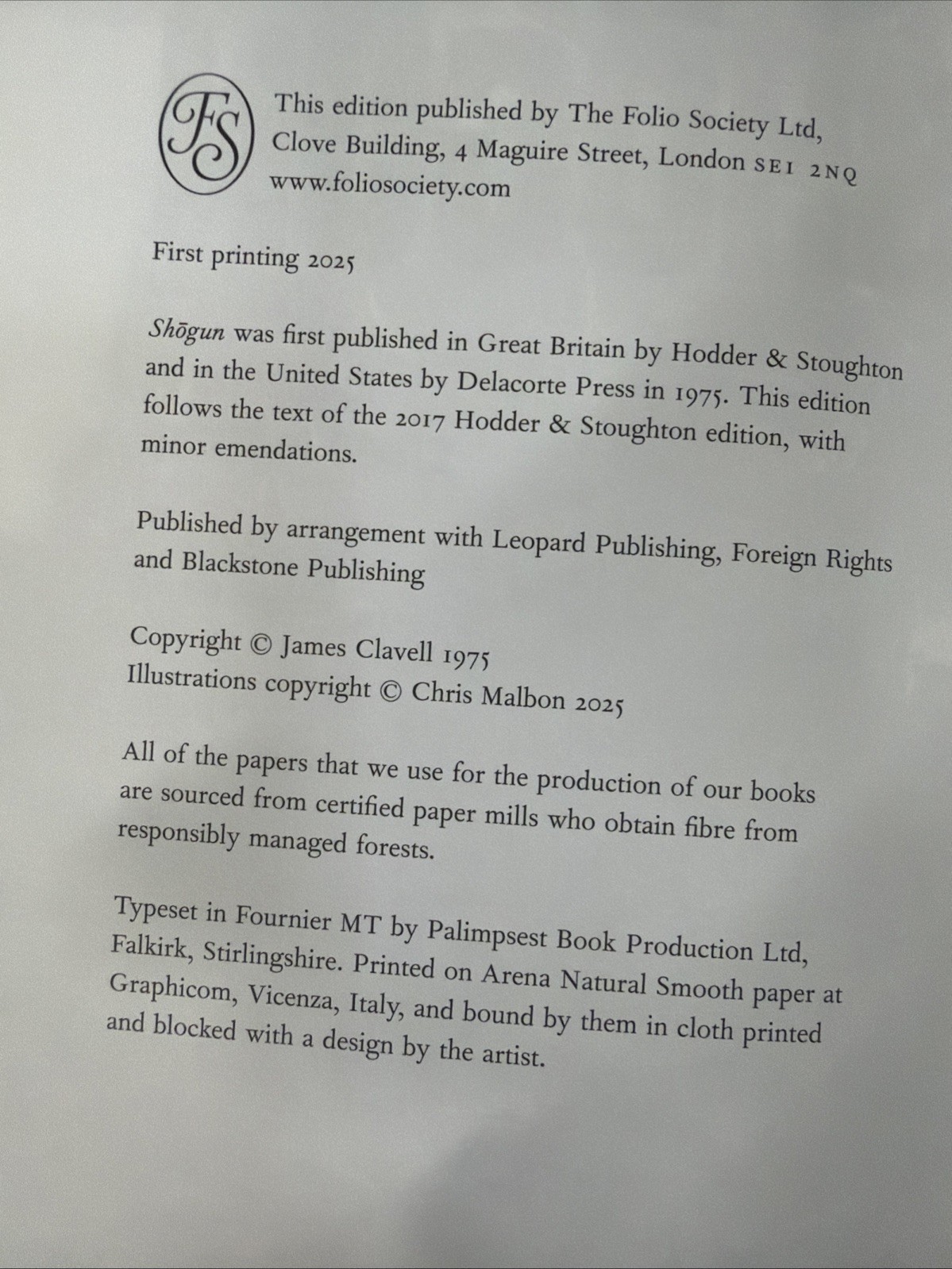 Shogun Folio Society Two Volume Set | First Printing 2025