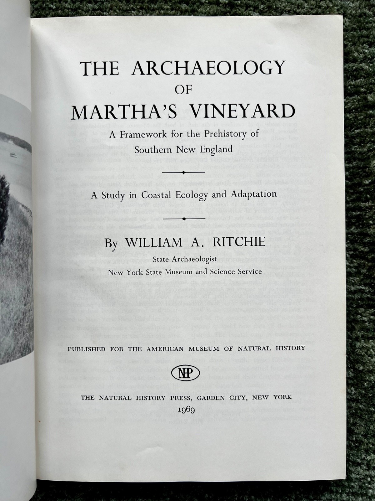 “THE ARCHAEOLOGY OF MARTHA’S VINEYARD” BY WILLIAM A. RITCHIE” 1969 FIRST EDITION