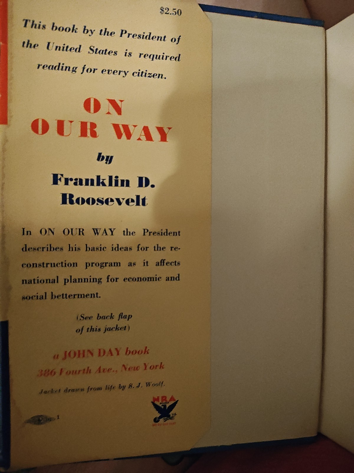 1934 On Our Way, by Franklin D. ROOSEVELT, True First Edition With Errors