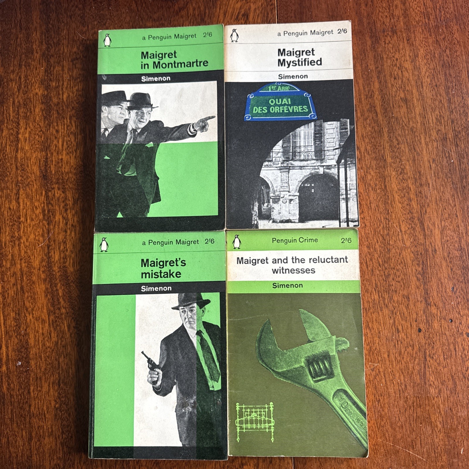 Four Vintage Inspector Maigret Penguin Green Crime Books – Free P&P