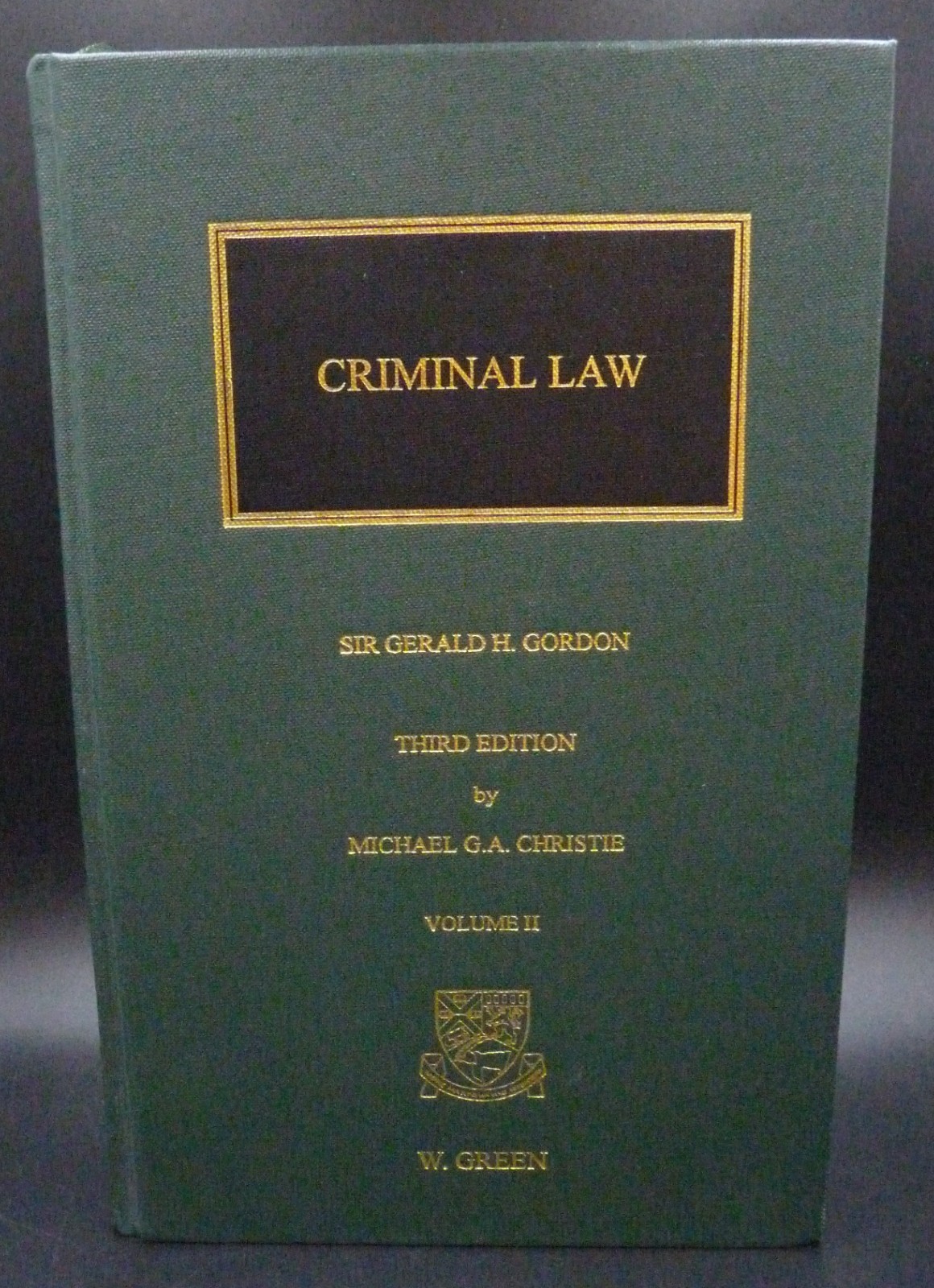 The Criminal Law of Scotland Third Edition Vol. II By Sir Gerald H. Gordon, 2001