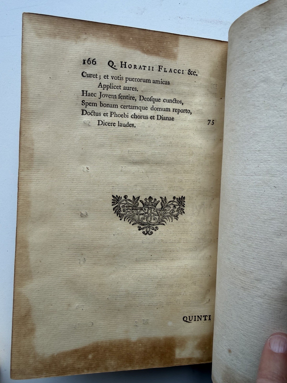 1749 Horace Opera Vol I Latin | Antique Leather Book | Ex-Library Provenance