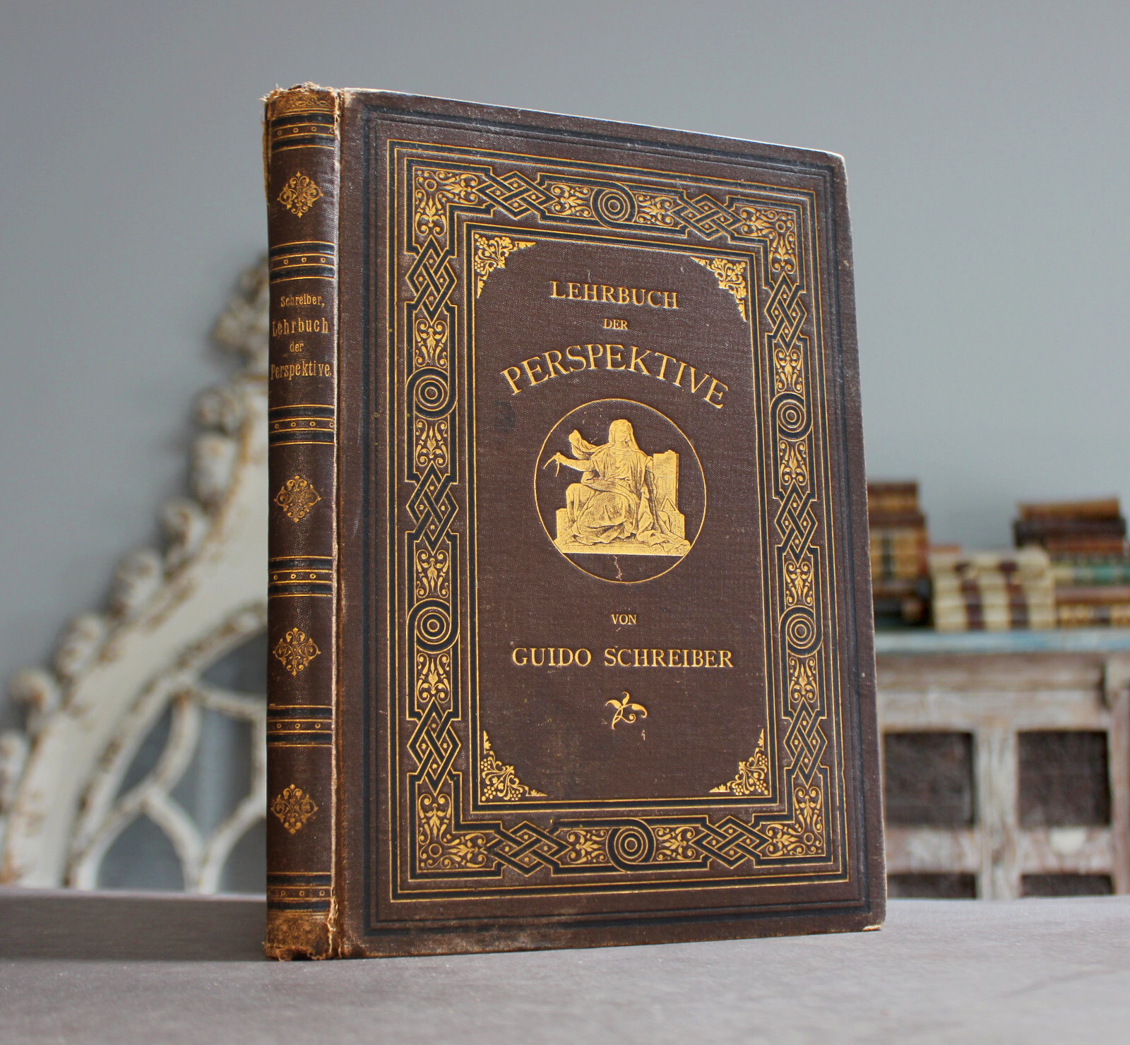 Rare Antique Old Book Art Perspective 1874 Illustrated German Estate Scarce Work