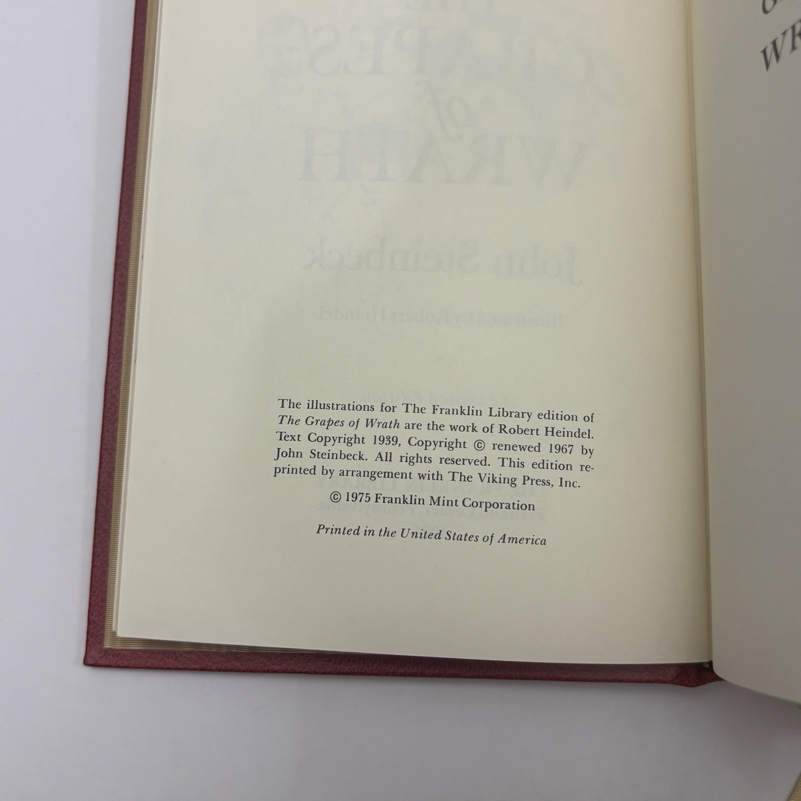 The Grapes of Wrath John Steinbeck Franklin Library Full Leather Limited Ed 1975