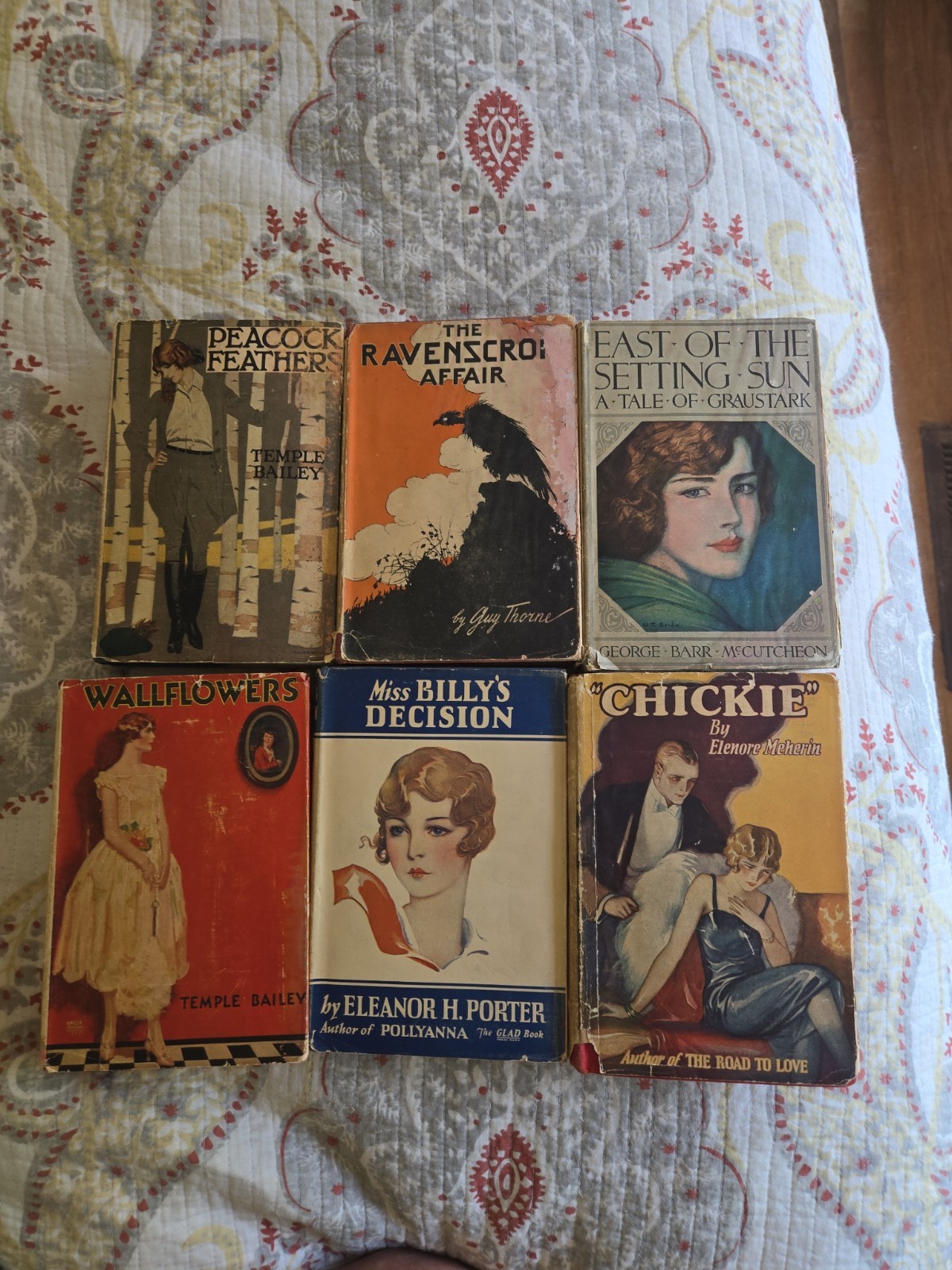 6 Vintage 1920s Fiction Books Hardcovers Pictorial Dust Jackets w/ Temple Bailey