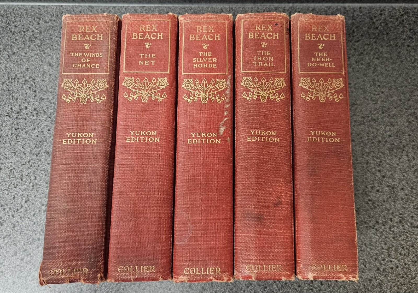 Antique Early 1900s, Rex Beach, Hard Cover Books, Set Of 5 Titles, Yukon Edition