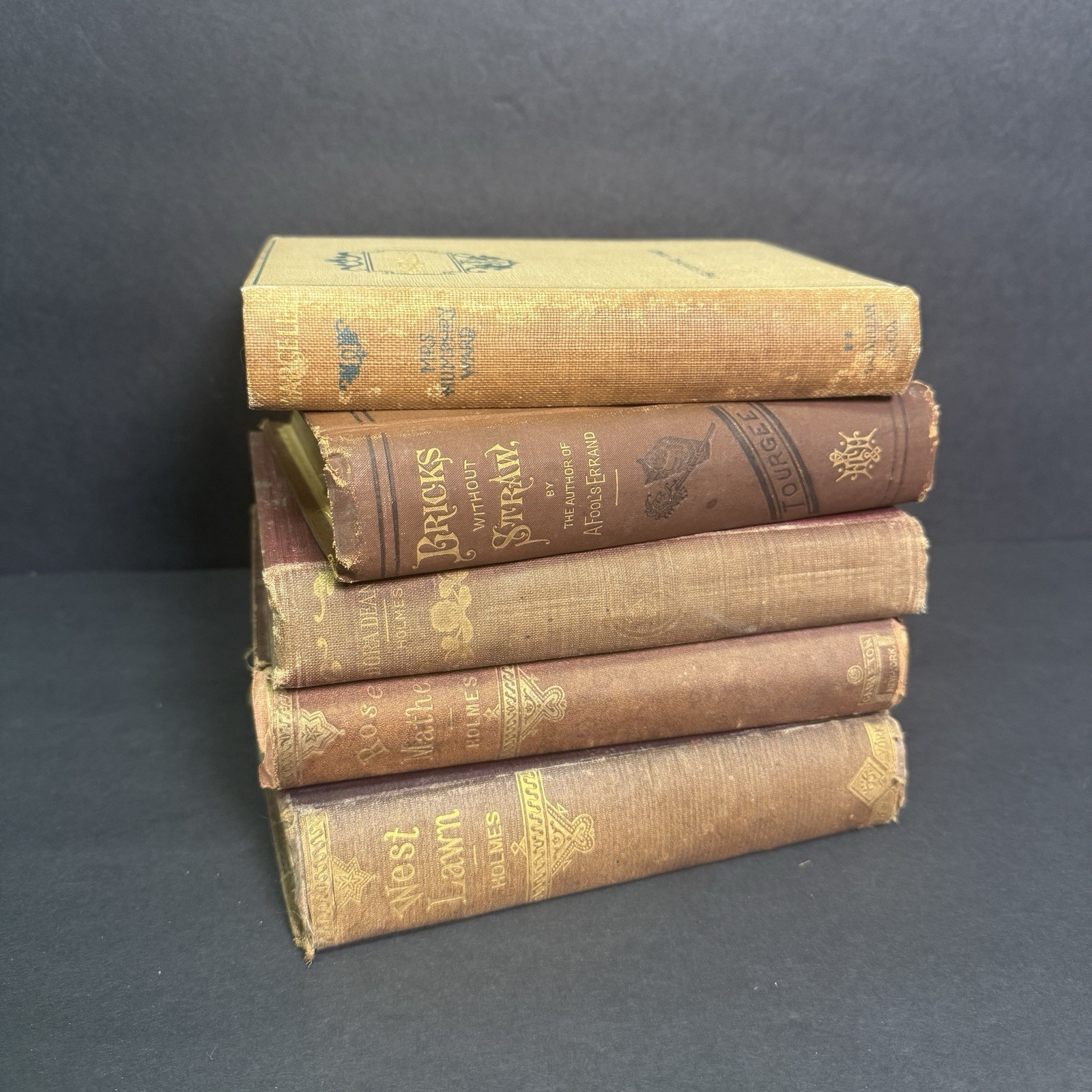 Lot of 5 Antique Victorian Hardcover Books 1868–1894 Decorative Cloth Bound