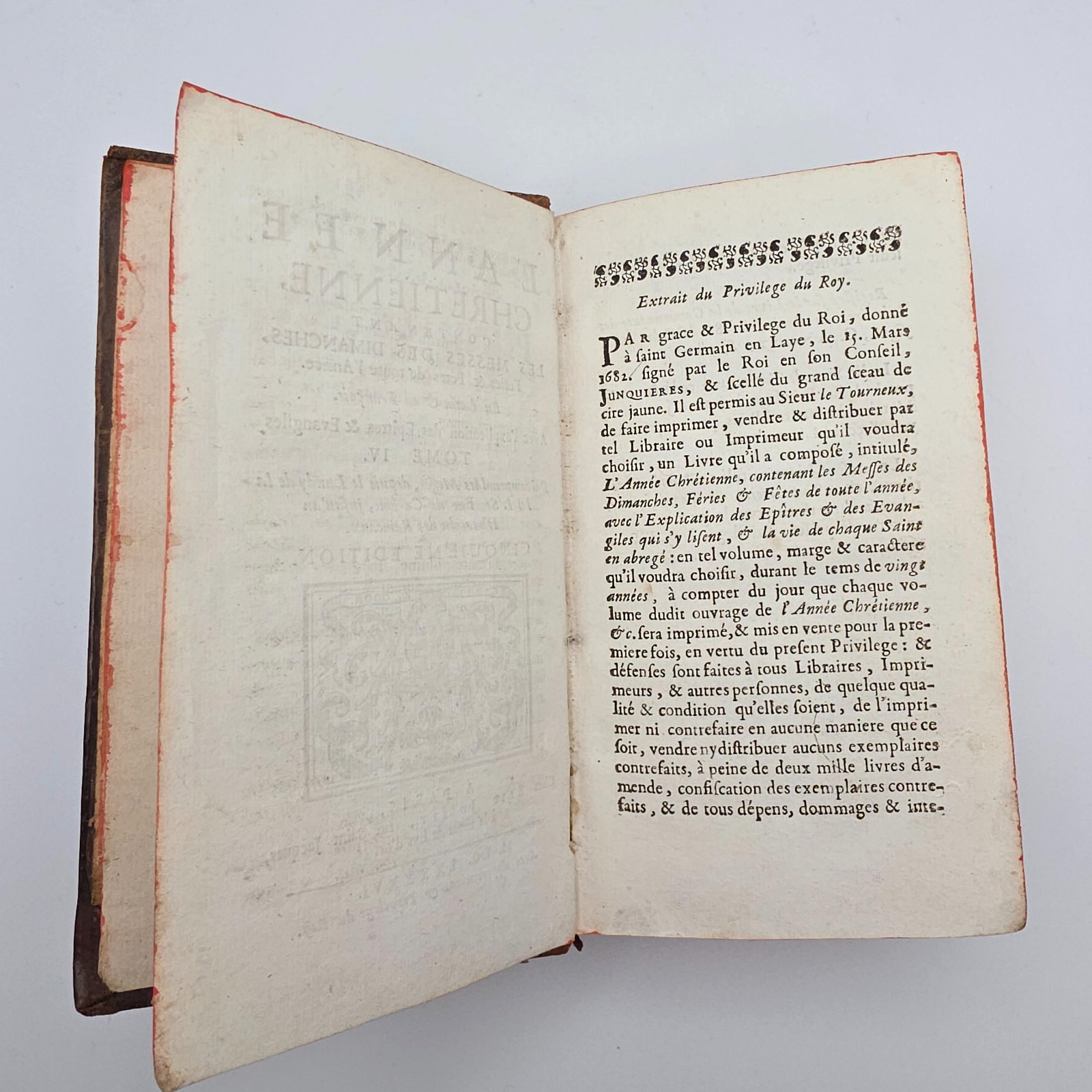 1686 L’Année Chrétienne Tome IV Paris Elie Josset Antique Leather Book