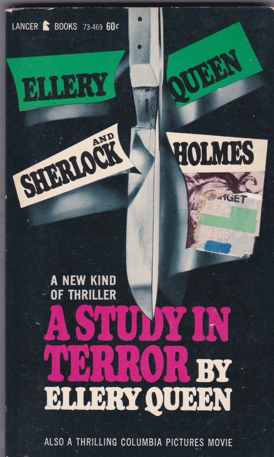 A Study In Terror by Ellery Queen (1966) Lancer movie paperback, Jack the Ripper