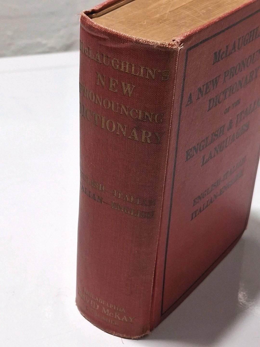 1908 McLAUGHLIN A NEW PRONOUNCING DICTIONARY ITALIAN & ENGLISH LANGUAGES HC Book
