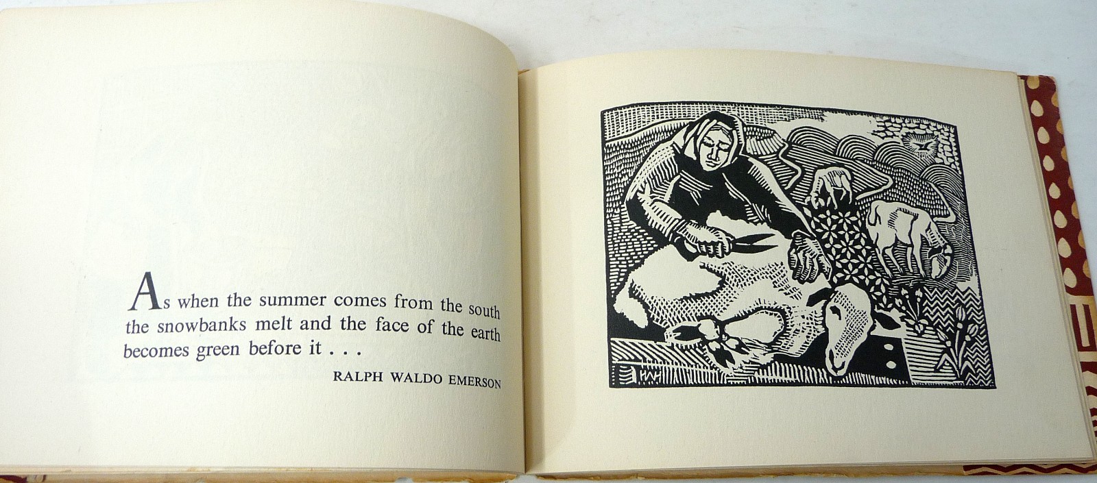 1947 Woodcuts USA Arts & Crafts Movement Helen West Heller Illustrated w/ Quotes