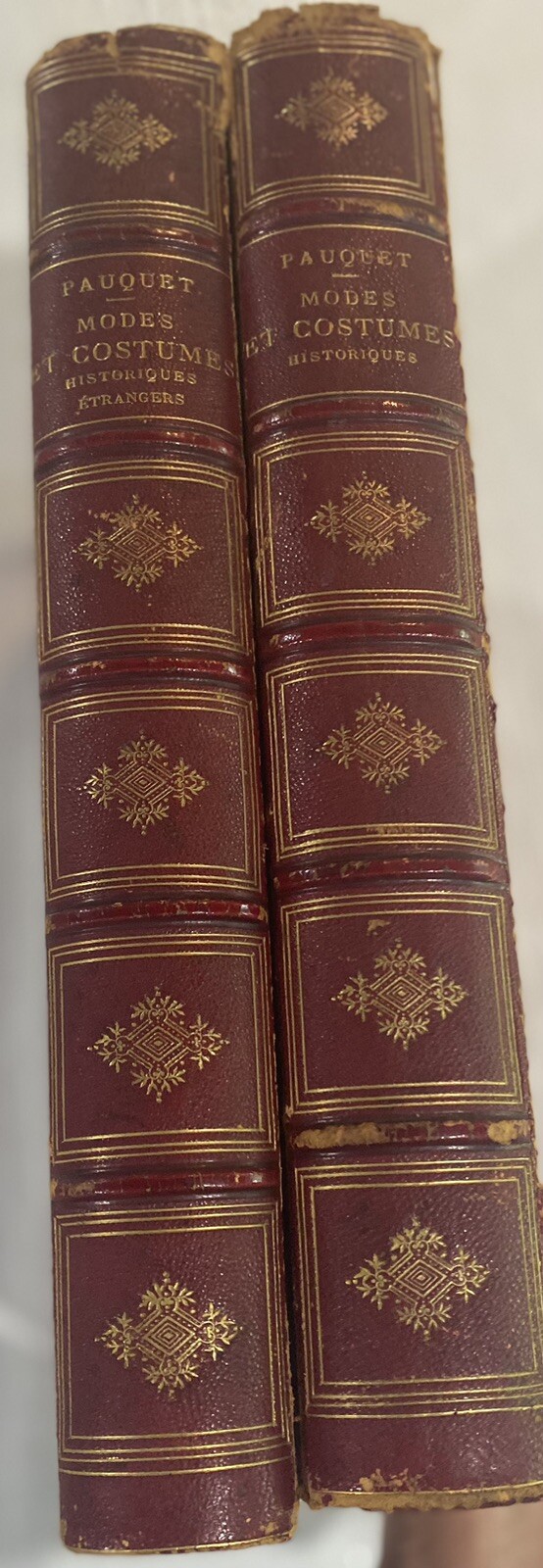Rare Book Set-Modes Et Costumes Historiques 19th Century Leatherbound 2 Volumes