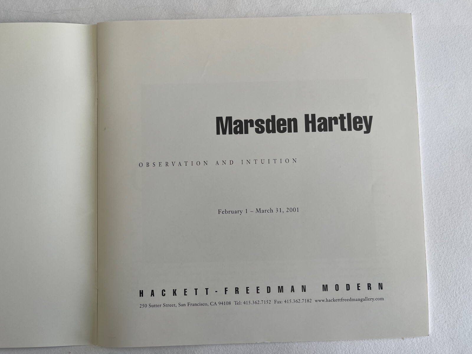 MARSDEN HARTLEY : Observation and Intuition ~ Hackett-Freedman Modern exhibition