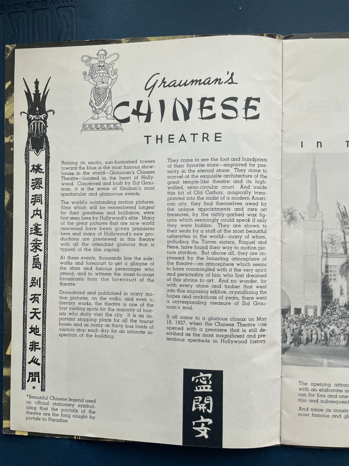 1943 Grauman’s Chinese Theatre Souvenir Booklet Hollywood & Original Envelope