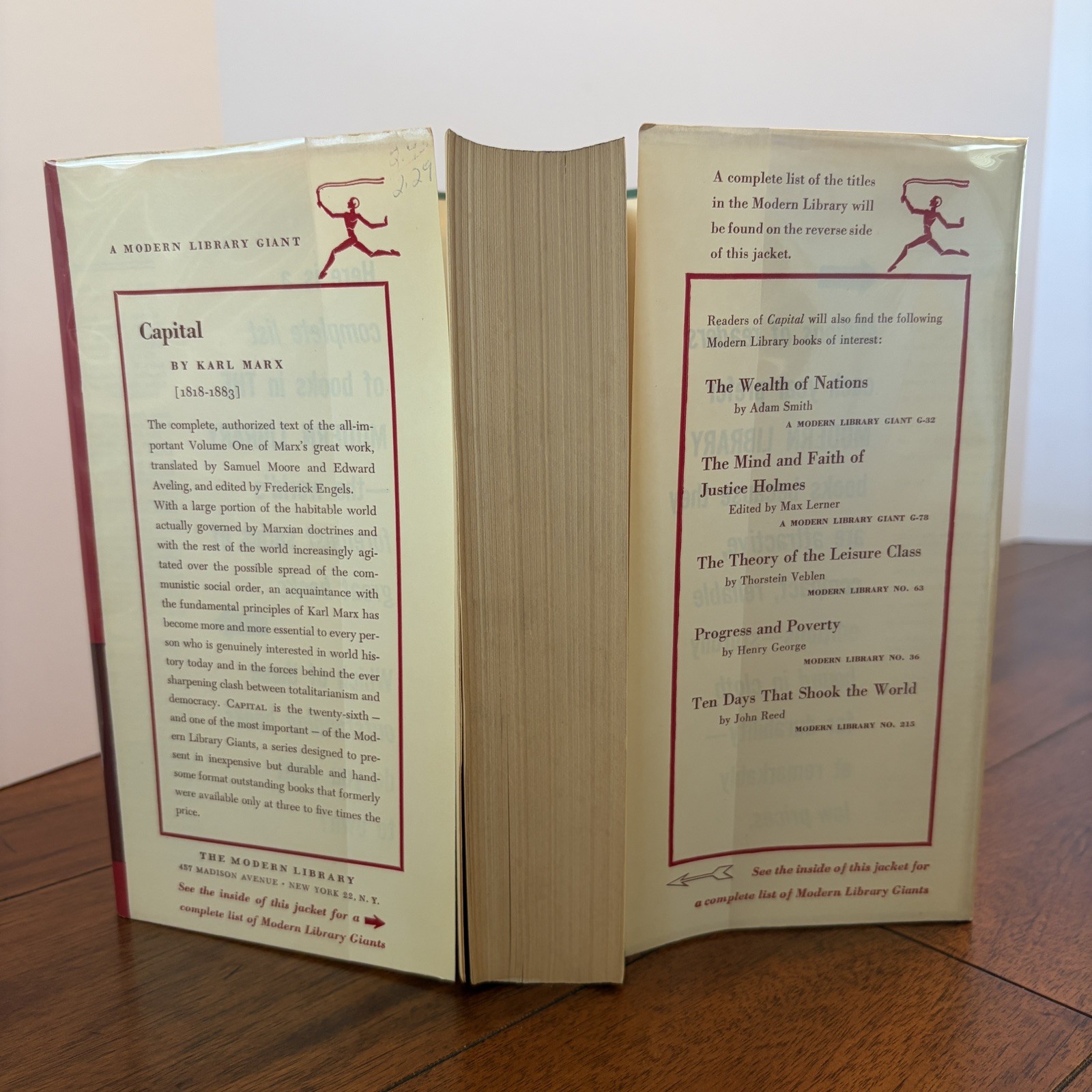 Capital, Karl Marx (1936) Modern Library Giant G26 Hardcover Dust Jacket