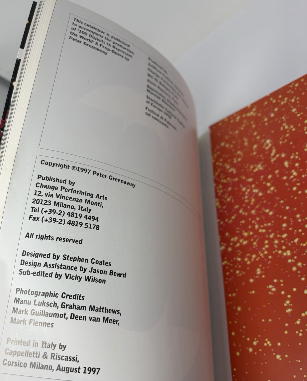 100 Objects To Represent World : A Prop-Opera Peter Greenaway 1997 Book Catalog
