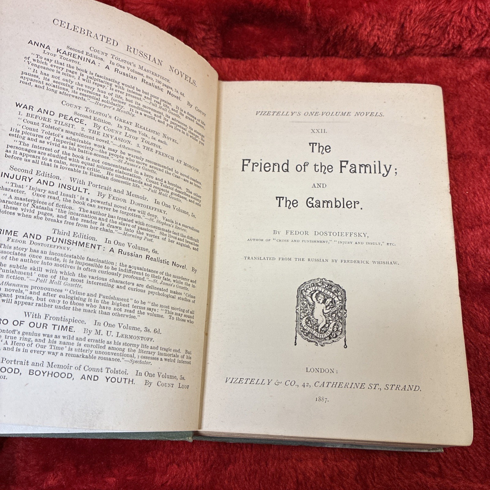 Fyodor Dostoevsky The Friend of the Family and The Gambler 1887 1st Edition RARE