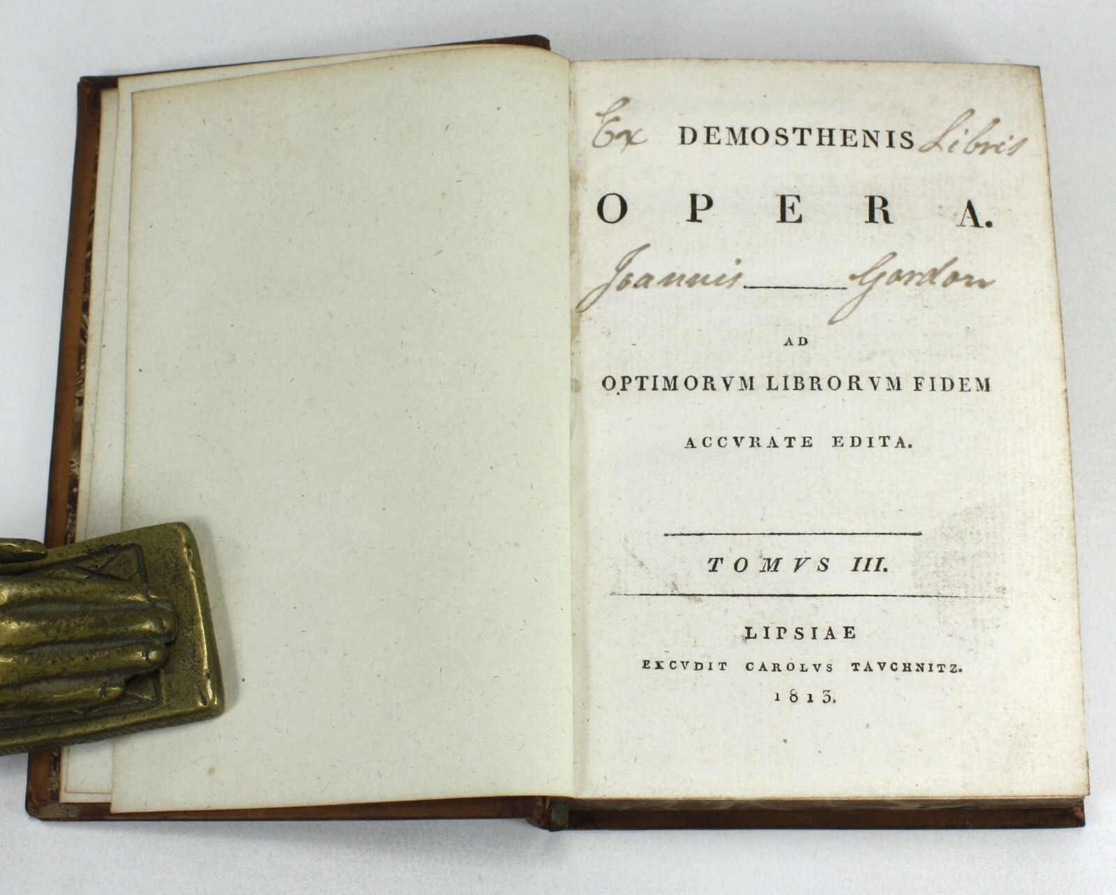Demosthenis; Opera ad Optimorum Librorum Fidem, Tauchnitz, Leipzig, 1812, 5 vols