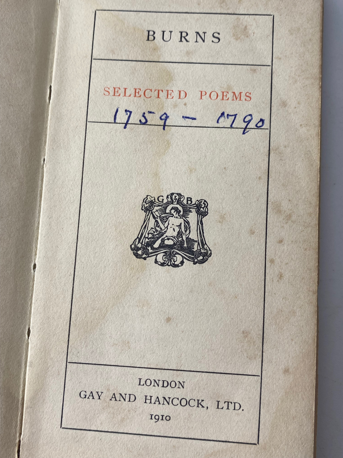 Robert Burns Selected Poems 1910 Vintage Hardcover Poetry Book Cloth Bound