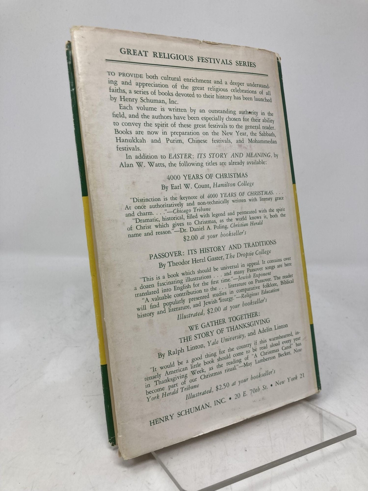 Easter Its Story and Meaning by Alan W Watts First 1st Edition VG HC 1950