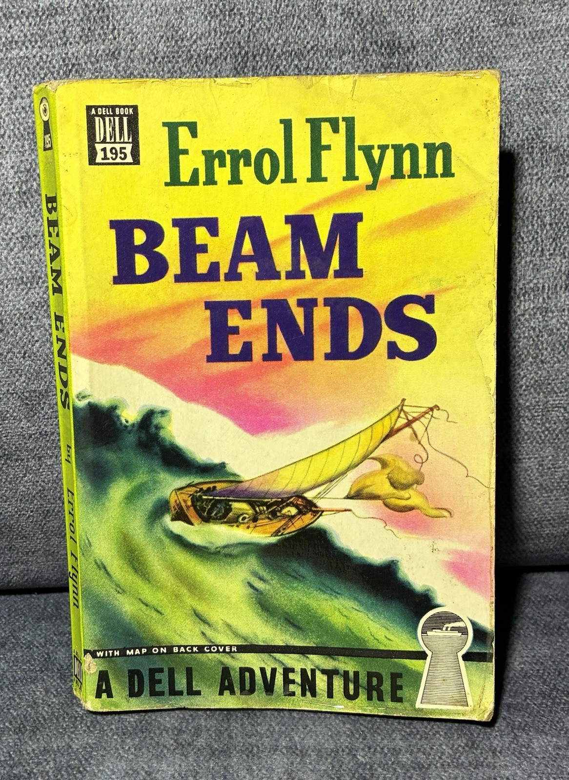 Beam Ends by Errol Flynn 1937 Book Dell Paperback with Map on Back Cover
